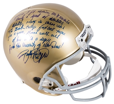 Rudy Ruettiger Signed and Inscribed Notre Dame Replica Helmet (Schwartz)